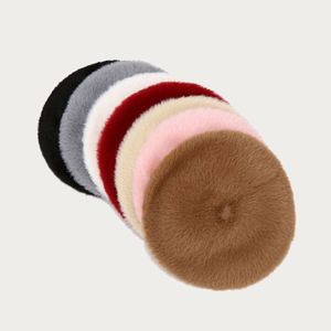 Fashion Thickened Warm Mink Velvet Beret <b>Hat</b> Retro Simple Solid Color Furry Beret <b>Hat</b> <b>for</b> Women - Product Image 3