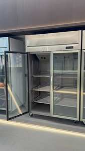 Congélateur commercial vertical en acier inoxydable avec porte vitrée, double température, refroidissement direct/par air, pour cuisine professionnelle - Product Image 6