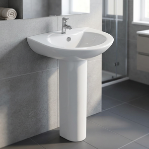 Nouveau lavabo décoratif en céramique moderne avec piédestal, à poser au sol, style européen - Product Image 6