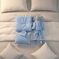 Set de Regalo para Recién Nacido de 6 Piezas, Manta de Bebé con Textura de Waffle + Mono + Gorro + Calcetines + Juego de Almohadas, Conjunto de Ropa Suave para Bebé