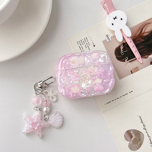 Funda <span class=keywords><strong>de</strong></span> Lujo para Auriculares AirPods Pro 2 3 Pro2 con Diseño <span class=keywords><strong>de</strong></span> Concha <span class=keywords><strong>de</strong></span> Perla, Estrella <span class=keywords><strong>de</strong></span> Mar, Lazo, Ondas Rizadas y Flores Rosas, Regalo Estético para Chicas - Product Image 6