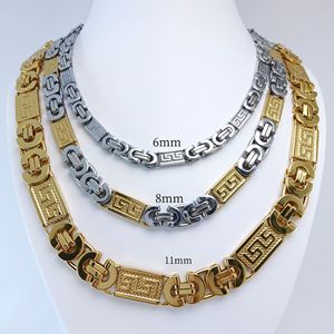 Collier pour homme en acier inoxydable plaqué or 18 carats avec chaîne <span class=keywords><strong>byzantine</strong></span> plate cubaine sans ternissement - Product Image 1