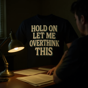 Espera, deja que me lo piense mucho, camiseta con diseño retro de humor sobre la ansiedad - Product Image 3