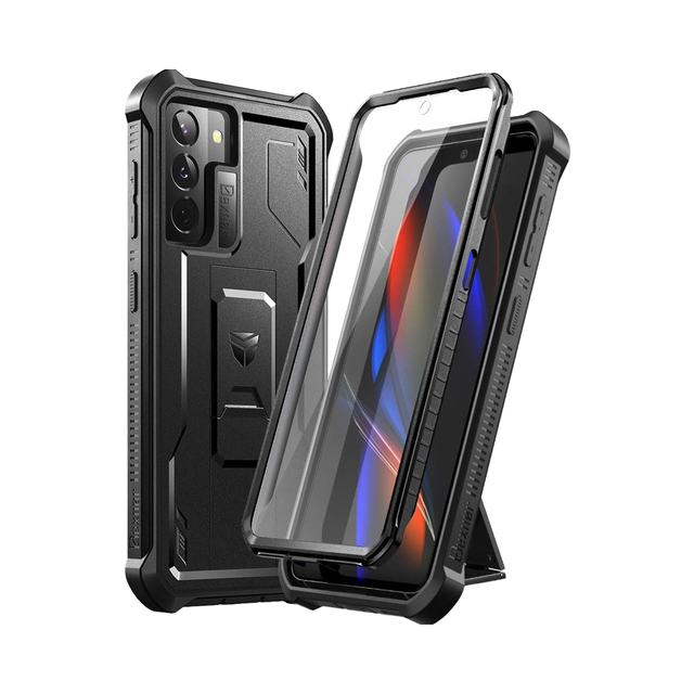 Dexnor Heavy Duty for Samsung for Galaxy S21 5G Case Military Grade Protection Built-In Screen Protector Kickstand 6.2 Black