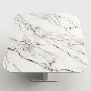 Modern Marble Look <b>Square</b> Restaurant Sintered <b>Table</b> Stone Top Easy Clean Contemporary Dining Furniture - Product Image 1
