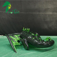 Dragon gonflable transparent en PVC, dragon couché noir et vert personnalisé, cool et original