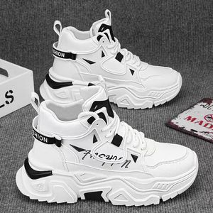 Botas de Invierno de Caña Alta para Hombre - Novedad 2025: Zapatillas Deportivas y Casuales de Otoño con Forro de Cuero Genuino - Diseño Elevador Blanco - Product Image 2
