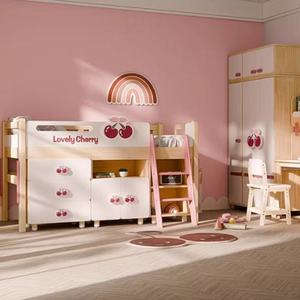 <span class=keywords><strong>Lit</strong></span> enfant multifonctionnel JINS en bois massif, taille compacte, avec rangement intégré et motifs animaux amusants - Product Image 3