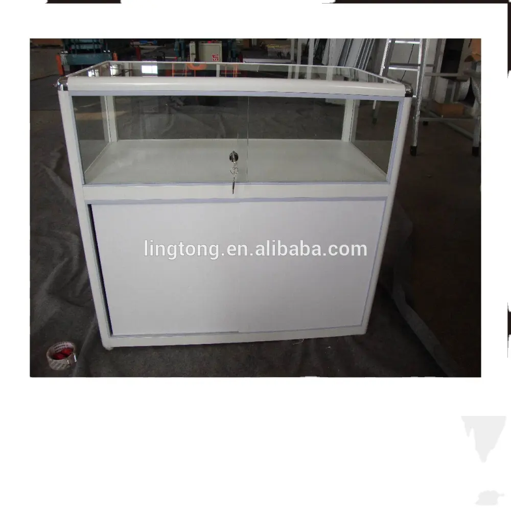 (53) LINGTONG Alumínio Perfil Showcase Lockable Folding Cabinet para Exhibition Retail Shop, Shell Esquema Booth