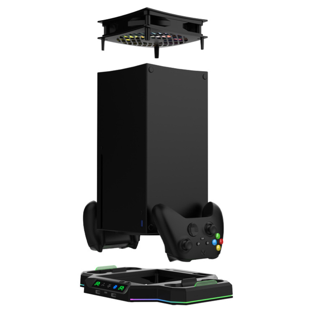 Multi-function Charging Station Cooling Fan Set for Xbox Series X Console Charging Dock+Top Mounted Cooling Fan Storage Stand
