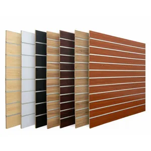 Slatwall Papan Berlubang MDF/15Mm 18Mm Selot Permukaan PVC Panel Dinding Slat dengan Kait Logam