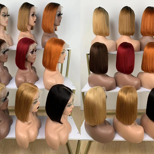 Nuove parrucche di capelli umani a buon mercato capelli crudi vietnamiti, radici scure Ombre color zenzero evidenziano parrucche corte in pizzo a bob - Product Image 6
