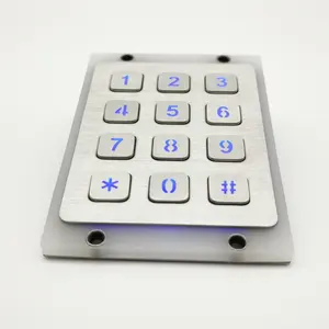 LED 12 anahtar düğmesi su geçirmez çelik pos sistemi güvenli finansal ekipman sayısal tuş takımı