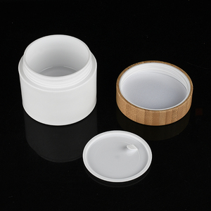 Barattolo Vuoto in <span class=keywords><strong>Plastica</strong></span> PP Bianca per Cosmetici con Coperchio in Legno di Bambù, 30g 50g 100g 150g 200g 250g - Product Image 5