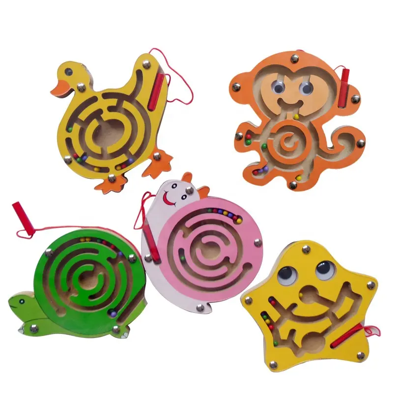 木製キッズおもちゃ動物マグネットボール迷路ゲーム子供早期教育モンテッソーリおもちゃ