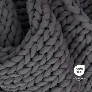 Manta ponderada tejida a mano <span class=keywords><strong>de</strong></span> algodón, 10 libras, 40x64, manta refrigerante <span class=keywords><strong>de</strong></span> punto grueso para adultos, manta transpirable orgánica, <span class=keywords><strong>piedra</strong></span> lunar gris - Product Image 5