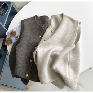 Gilet Cardigan primaverile da donna Sarawang con scollatura a strati in maglia con bottoni e scollo a V con vestibilità larga Overfit a metà stagione - Product Image 1