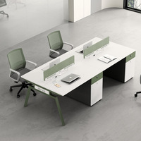 Conjunto de Sillas de Oficina Modernas y Sencillas para Personal, Combinación Doble para 2 Personas, Estilo Panel de Madera para Cuatro Personas