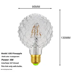 रेट्रो शैली प्राचीन प्रकाश बल्ब अनानास वाटरमेलन डायमंड फिलामेंट लैंप रचनात्मक इंटरनेट सेलिब्रिटी इंटीरियर सजावट - Product Image 6