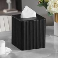Boîte à mouchoirs en cuir PU de luxe en gros d'usine 14*14cm Boîtes à mouchoirs carrées Porte-serviettes pour hôtel Maison Restaurant