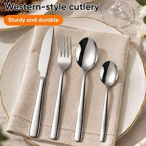 Food-Grade Stainless Steel Flatware Set, Modern Minimalist Mirror Polish Knife/<b>Fork</b>/Spoon for Home Kitchen & Hotel Business Gift - Product Image 1
