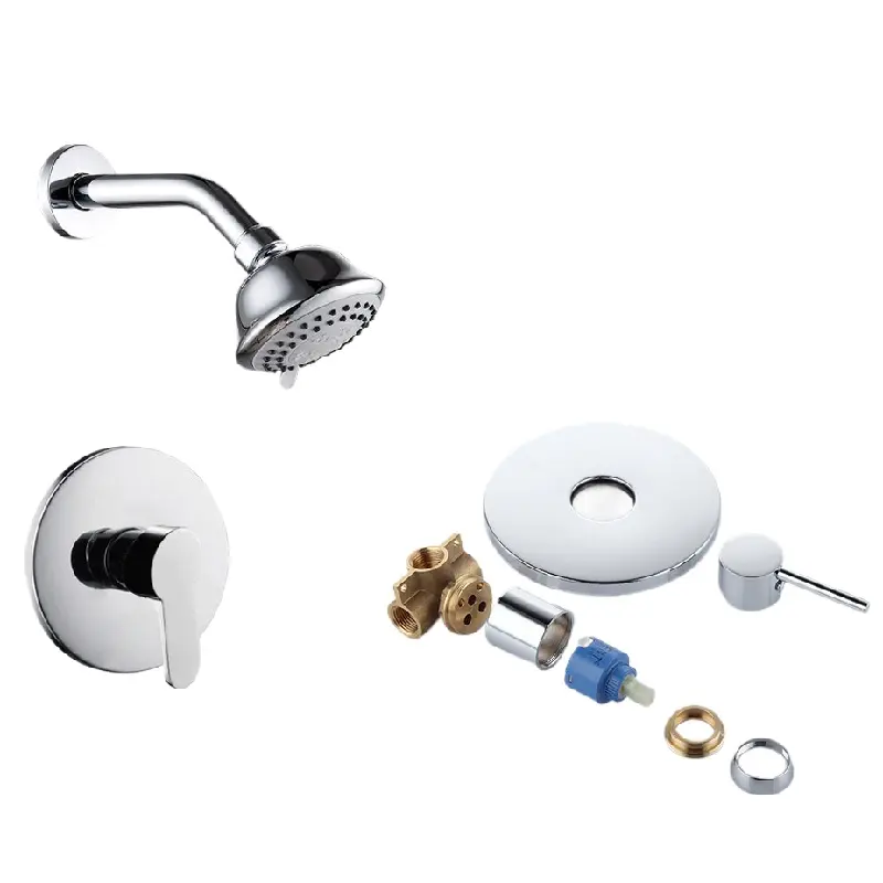 JX254 In-Wall Chrome Mixer Shower Bath Set For Bathroom Brass Body Cartridge ABS Shower Head Arm showers bathroom luxury indoor