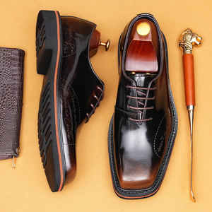 New Trend Men's Leather Closed Toe Waterproof Sporty Casual Lace-Up <b>Shoes</b> for Autumn Winter - Product Image 3