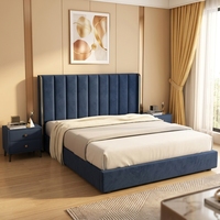 Lit double Queen Size en bois, design moderne capitonné, luxe léger, avec grande tête de lit, dernier modèle