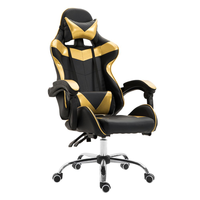 Chaise de bureau d'ordinateur moderne à dossier haut pour adultes Caractéristiques de jeu de massage en cuir PU Appui-tête Oreiller lombaire Repose-pieds-pour usage domestique