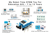 My Robot Time - Kit de Robótica STEM Avanzado para Niños, Juguete Educativo con Múltiples Modos de Construcción, Programación y Control por Voz para el Aprendizaje STEAM