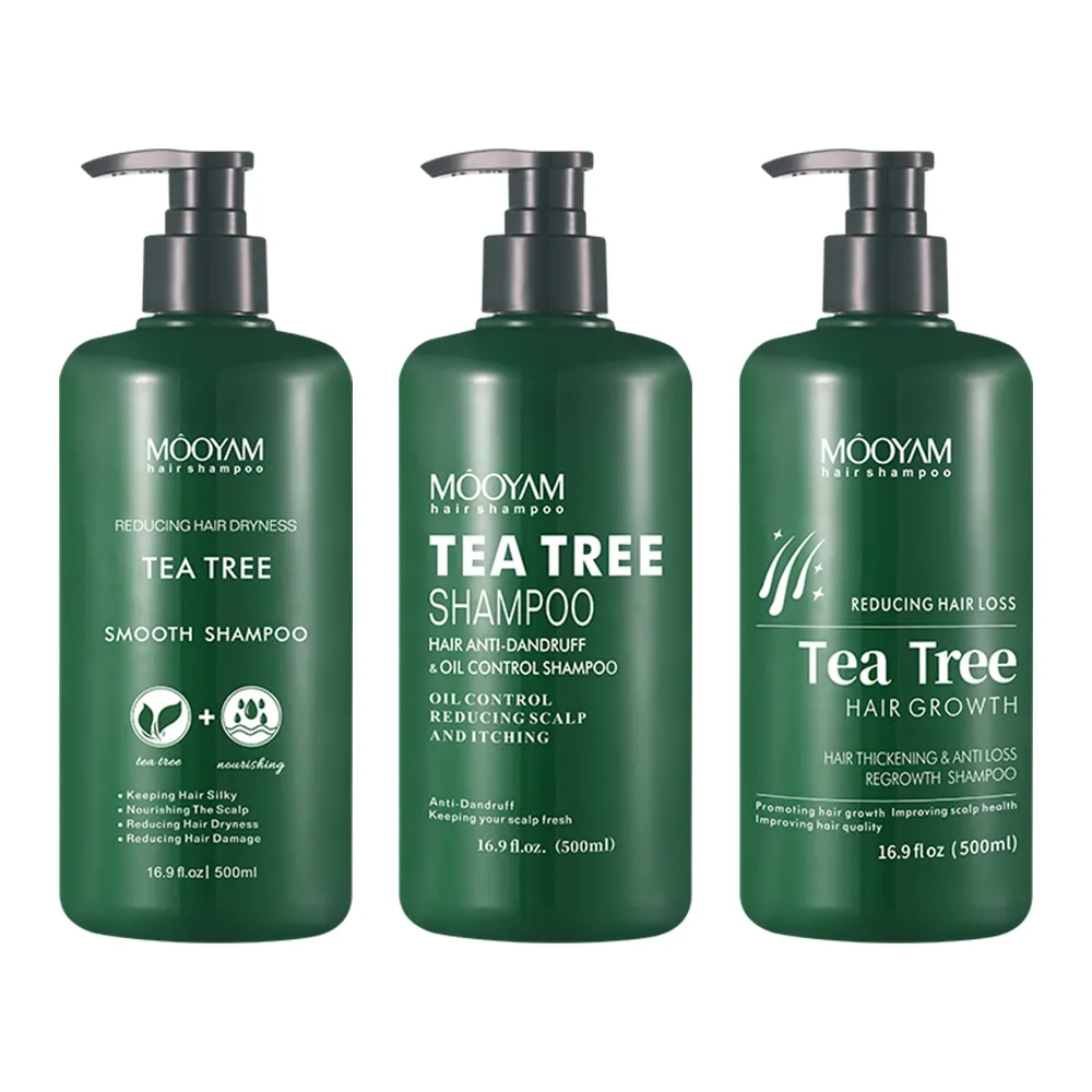 Marque privée Tea Tree 500ml Shampooing Cheveux Anti-Chute Stimulation et Croissance Contrôle des pellicules et de l'huile Shampooing Nourrissant et lisse