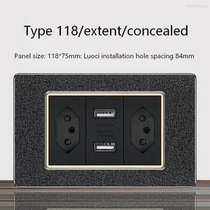 Enchufe de pared USB de PC negro mate estándar brasileño, panel de toma de corriente, enchufe de pared tipo 118 de 6 pines - Product Image 4