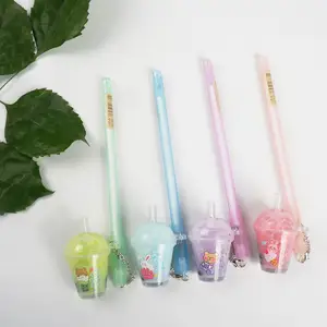 New Cute cartoon pens gel bear boba tea pendant pen for student school office wholesales suppliers promotion gel pens