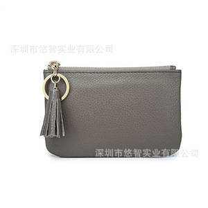 Customized PU leather tassel <b>coin</b> purse, key and ID card holder, stylish zipper mini <b>bag</b>. - Product Image 3