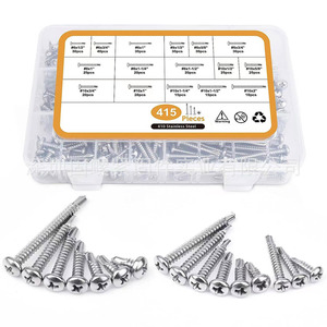 415Pcs 410 Stainless Steel Phillips Head Self <b>Drilling</b> Screws Set In Tool Case For Standard Use - Product Image 1
