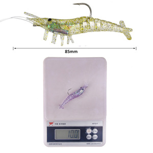 3pcs Luya Soft Lures10g/8.5cm Silicone Simulation Crevettes et Ver avec Crochet Soft Shrimp Lures - Product Image 4