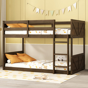 Cama litera infantil de madera maciza oscura, reversible, duradera, muebles de dormitorio para niños - Product Image 3