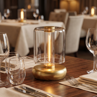 Lampe de table LED sans fil rechargeable à piles, ambiance extérieure élégante et contemporaine, pour hôtel, restaurant, usage commercial