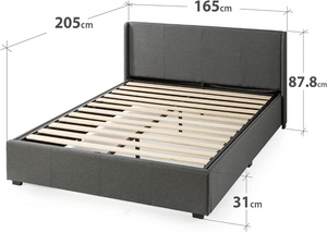 <span class=keywords><strong>Letto</strong></span> Moderno con Contenitore e Sistema di Sollevamento Idraulico, Struttura in Legno Rivestita, Grigio Scuro - Ecologico e Salvaspazio - Product Image 2