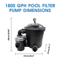 Pompe de filtration gonflable pour piscine à économie d'énergie 1800 GPH avec fonctionnement silencieux pour piscines résidentielles