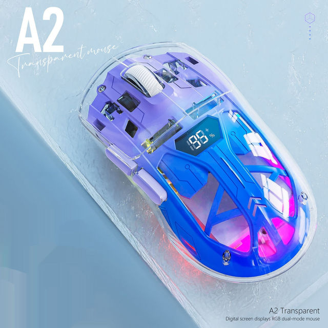 Dual Mode RGB Luminous 2.4G Wireless BT Transparent Gaming Computer Office Mouse Wireless Mouse