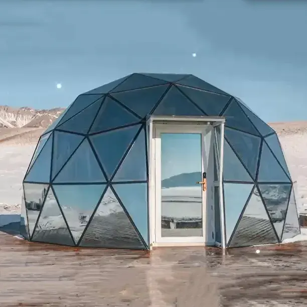 בית כיפה חורפית אוהל geodesic שקוף כיפה איגלו עם סגסוגת אלומיניום חלון משולש