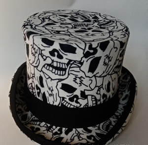 A112502 100% Wool Fedora <strong>Hat</strong> Ready to Ship Wholesale <strong>Mad</strong> <strong>Hatter</strong> Magic Topper <strong>Hats</strong> Wool Felt White Top <strong>Hat</strong> With Skull Printed - Product Image 2