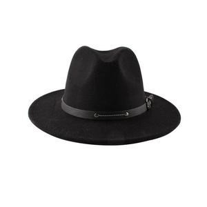 Chapeau Fedora unisexe en feutre à large bord, élégant, sur mesure, pour l'extérieur, décontracté, broderie 3D, quatre saisons - Product Image 5