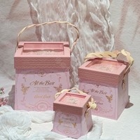 Französischer Stil Offene Geschenkbox mit Sandtextur, Rechteckig, Handgehalten, Matt Laminiert, Geprägt, UV-Beschichtet für Hochzeiten