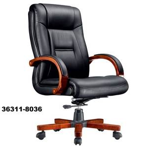 Silla de oficina de cuero con respaldo alto, silla ejecutiva con reposabrazos de madera, silla de oficina 36311-A19 - Product Image 3