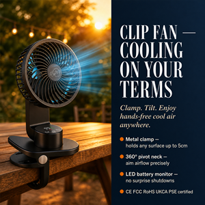 Ventilateur Socool Portable Multifonction Table Lumière LED Camping en Plein Air Électrique 5000MAh 9 Vitesses Rechargeable Clip en Plastique - Product Image 2