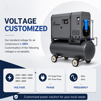 Compresseur d'air industriel à vis 7,5 kW, réservoir d'air 220 L, 8-13 bars, 380 V 50 Hz 3 phases, avec roulettes anti-usure pour la production industrielle légère
