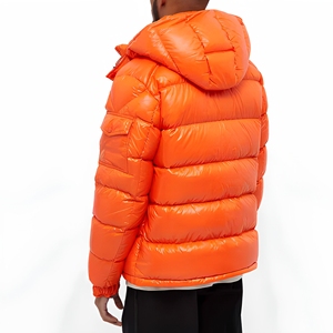 Blouson matelassé à capuche orange pour homme, coupe-vent, fermeture éclair, manteau d'hiver décontracté, coupe régulière, extérieur en polyester, rembourrage épais 2026 - Product Image 1