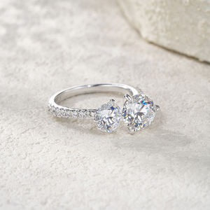 Anillo de moissanita de lujo chapado en rodio de plata de ley S925 personalizado, ajuste pavimentado para compromiso de boda, promesa de mujer - Product Image 3